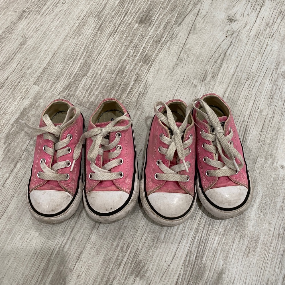 2 pair of pink converse. Size 6.